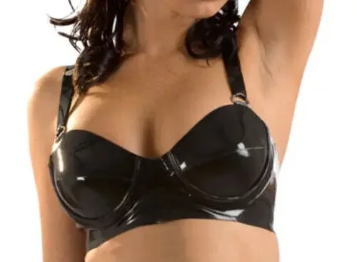 

Latex BH Top Gummi Catsuit Sexy Pures Schwarz Bikini Kostüm 0,4mm fashion