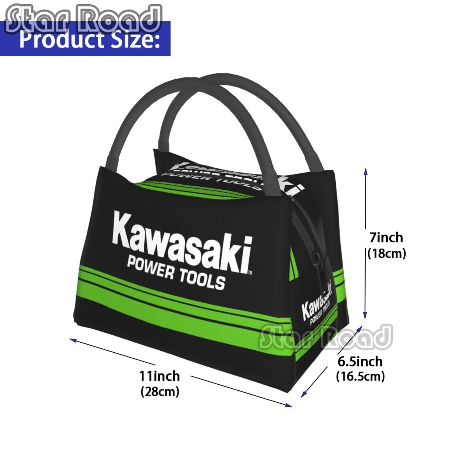 Kawasaki Motorcycle Logo Big Size Lunch Bags for Thermal Cooler Bento Box Women Lunch Box Food Bag for Office School Work