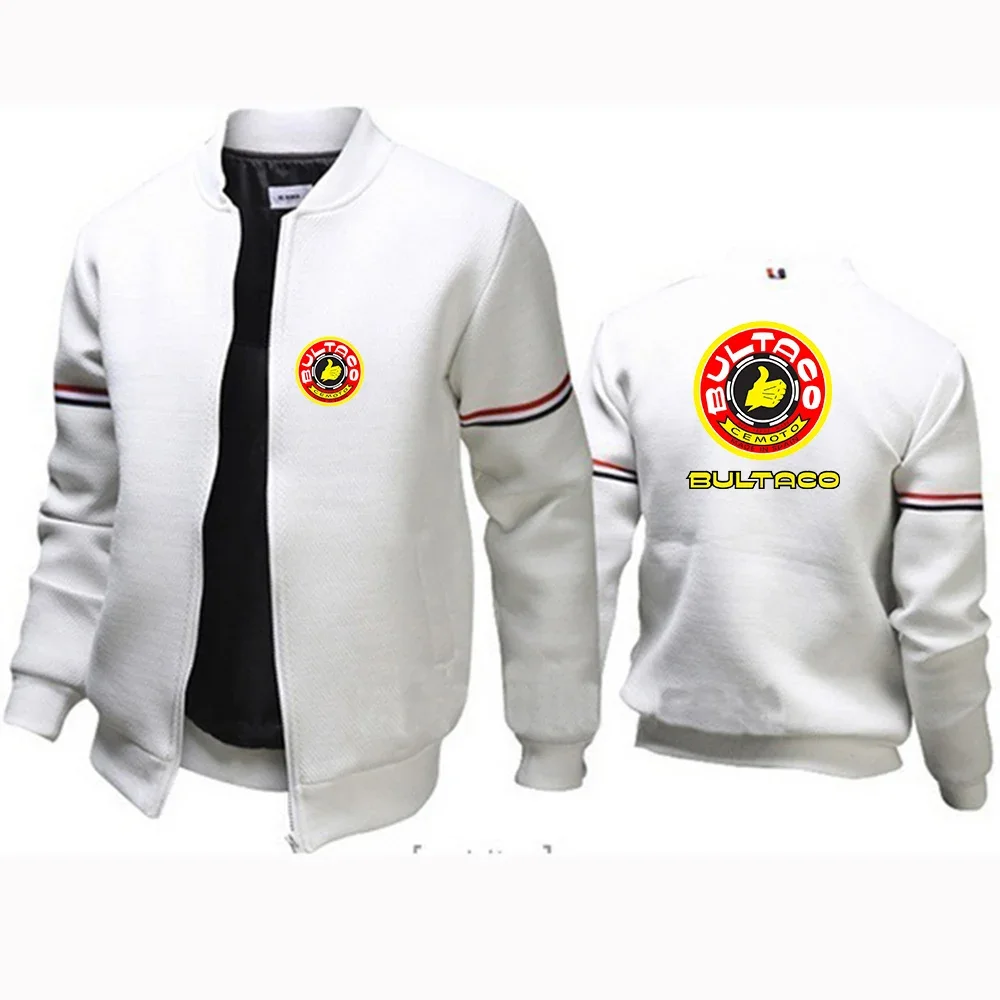 Bultaco-Jaqueta bomber masculina com gola de carrinho motociclista, Zipper Roupa esportiva, moda casual, ao ar livre, primavera, outono, novo