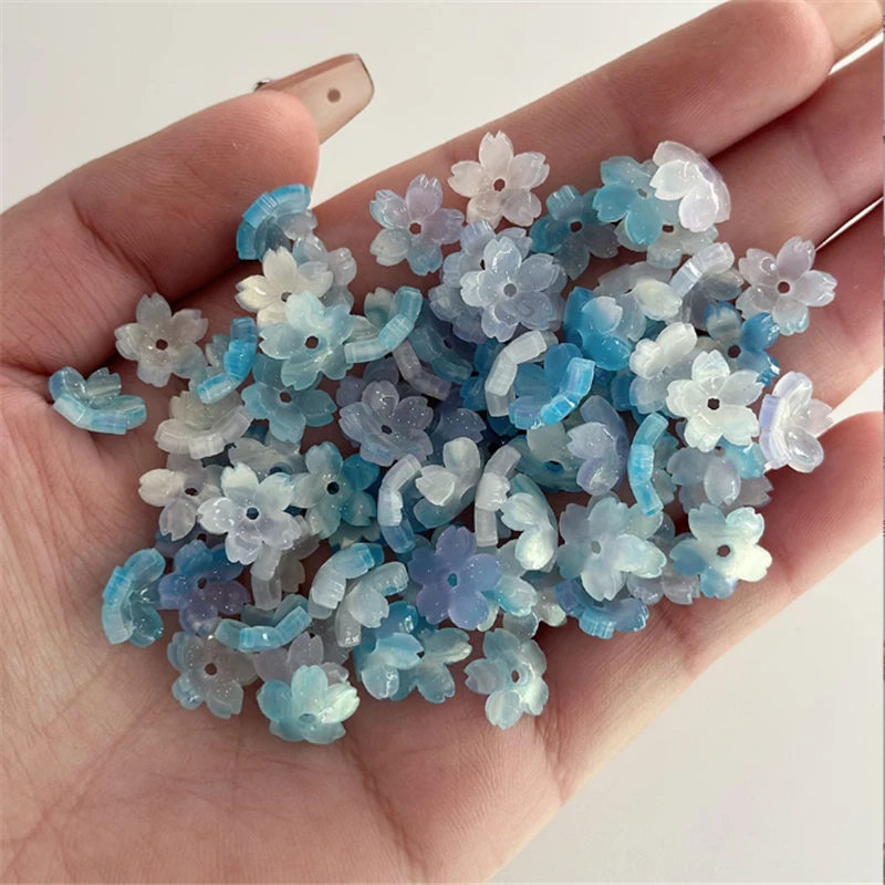 20Pcs New Creative 12MM Acetic Acid Sakura Flower Beads Spacer Acrylic Resin Connectors Diy Hair Jewelry Making Accessories