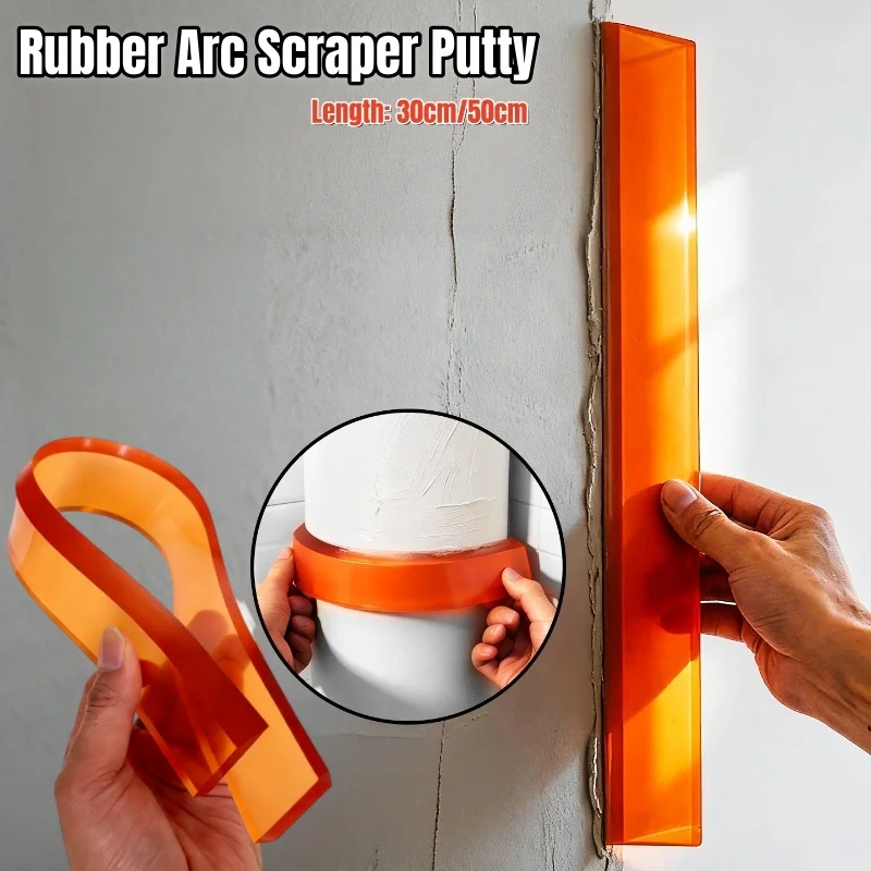 Rubber Arc Wall Scraper Putty,Paint Scraper Knife,Plastering Tool for Wall Putty Finishing,Ceiling Smoothing,Arc Putty Leveling