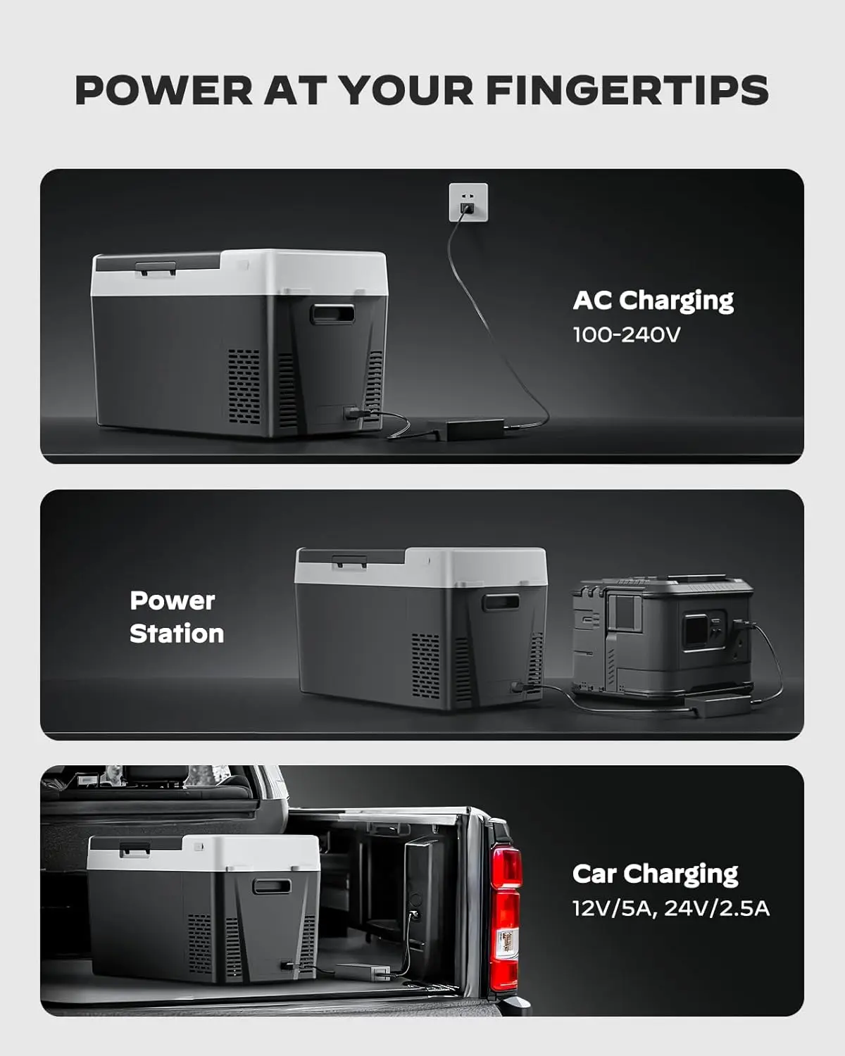 ثلاجة سيارة 12 فولت 25 كيو تي مبرد محمول -4 ° F إلى 68 ° F، تبريد الضاغط، وضع ECO، أسود #5