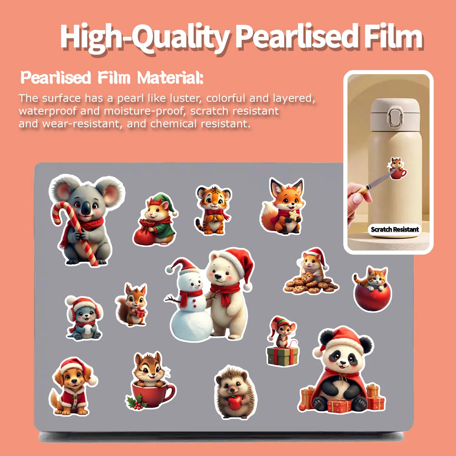 30 Pz/set Irregolare Di Natale Animale Amabile Adesivi Impermeabili Riutilizzabili/Nessun Residuo DlY Decorazione Artigianale Festival Scrapbooking Etichetta