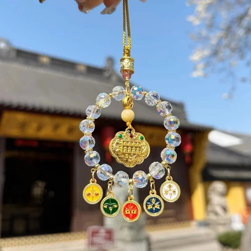 2024 Dragon Year Car Hanging Five Gods Of Wealth Abacus Car Car Pendant Gorgeous Crystal Pendant Peace And Fortune O Backpack Ch