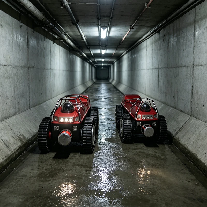 Heavy Duty Sewer Inspection Robot Waterproof Crawler Vehicle with Camera Lighting System for Underground Drain Detection