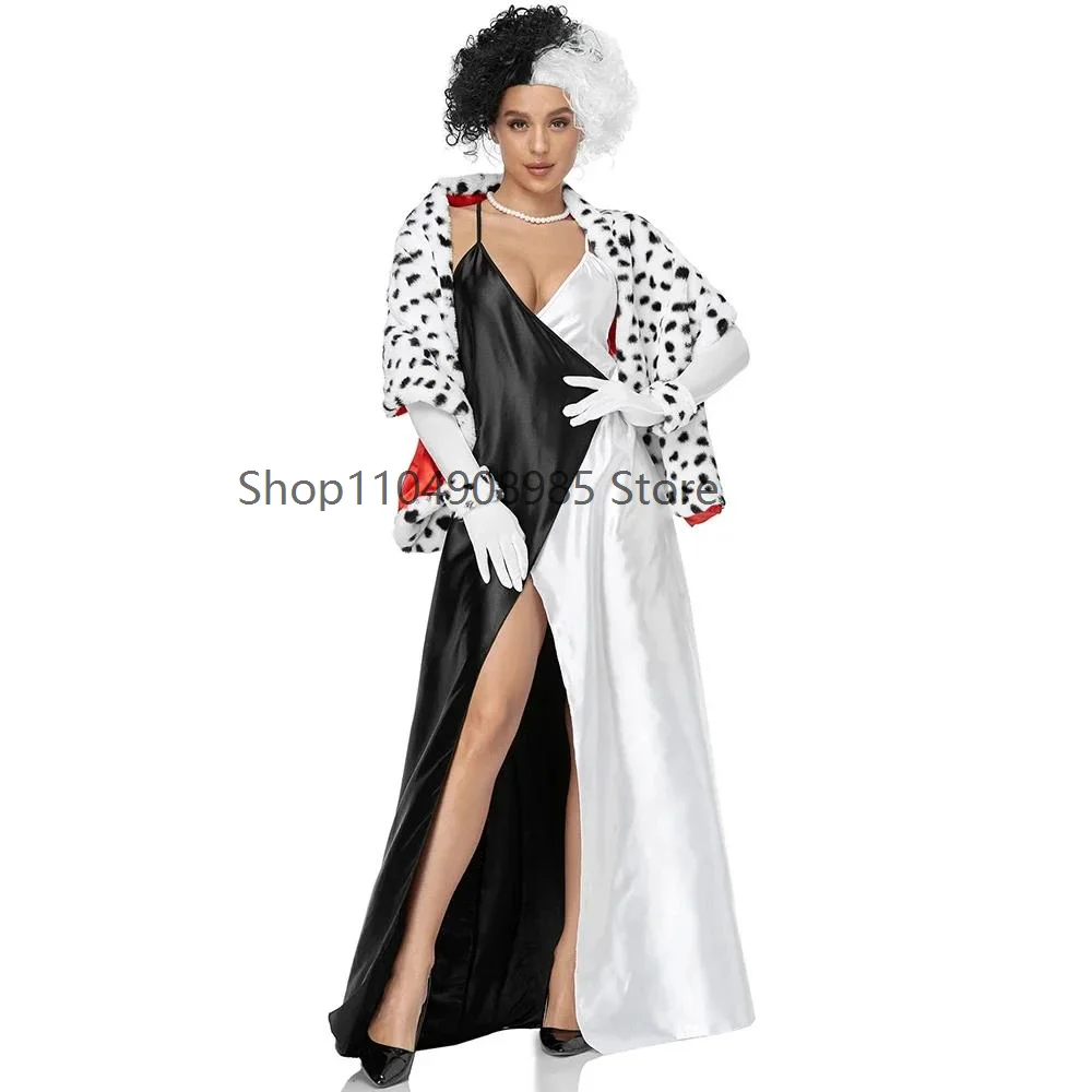

AH1 Halloween Anime Dalmatians Devil Witch Funny Costume Stage Performance Clown Circus Evil Joker Cosplay Dress