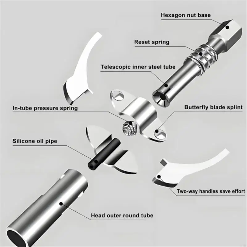 

D5BE Lubrication Adapter Connector Grease Needle Nozzle with Double Handle Coupler for Mechanical Heavy Machinery Maintenance