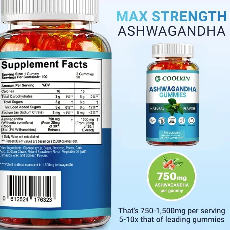 Ashwagandha Gummies - Natural Anxiety Relief, Improves Mood, Helps with Immunity and Thyroid Function, Anti-anxiety