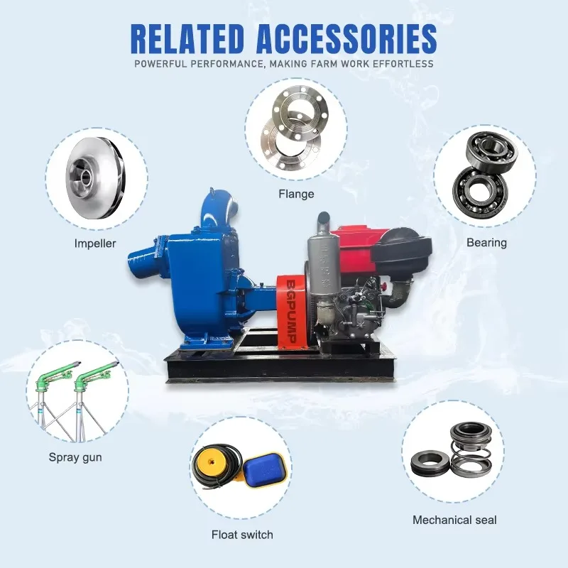 4 Inch Agriculture Water Pump Self-Priming  Fuel Engine Centrifugal Water Pump with 2 Wheels 4 Wheels Trailer