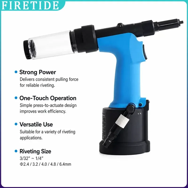 Heavy Duty Pneumatic Rivet Gun Industrial Self-Priming Core-Pulling Air Riveter Stainless Steel Automatic Riveting Tool Kit