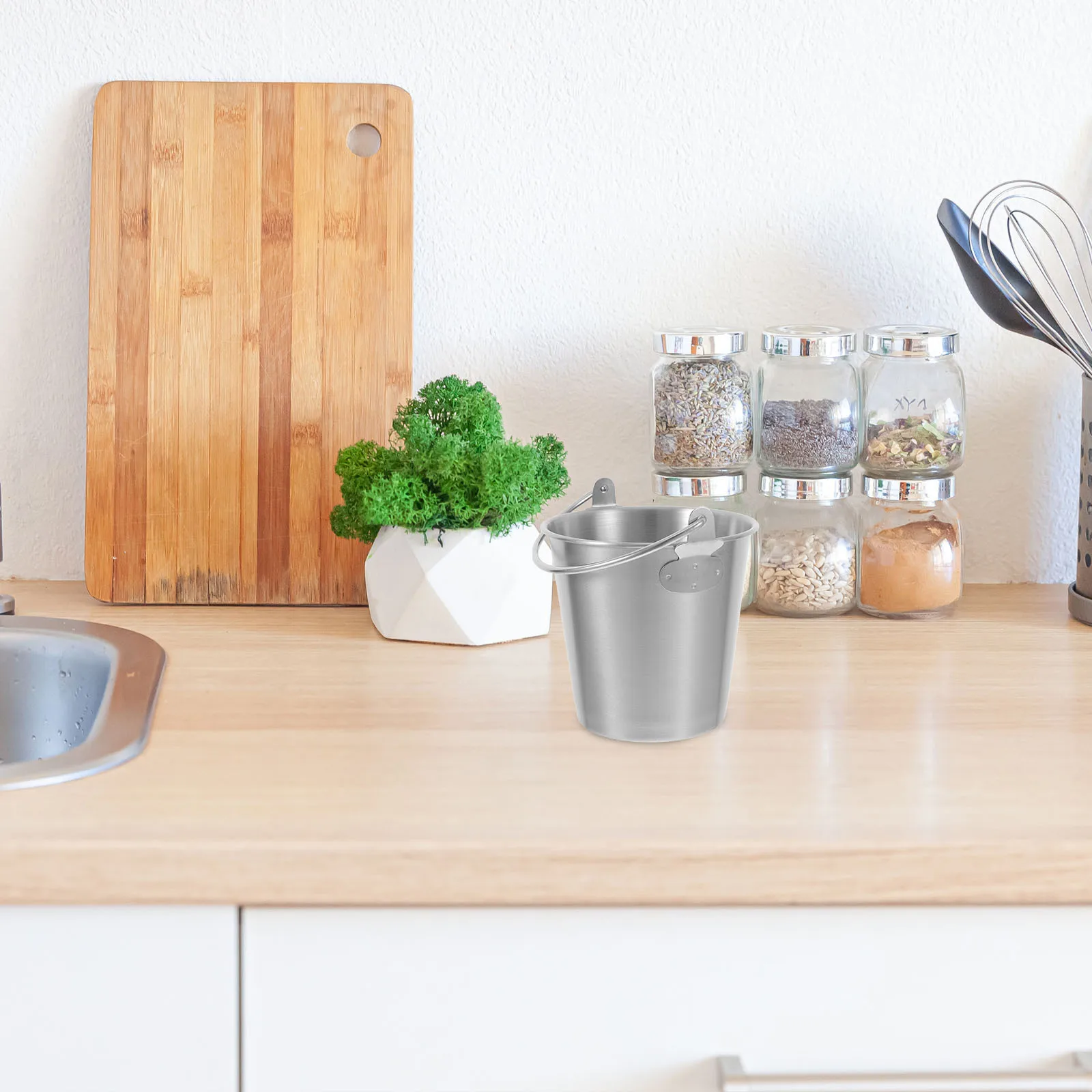 

Small Stainless Steel Snack Bucket 0.7L French Fry Holder Portable Ice Container for Party Picnic Fried Chicken Chips Storage