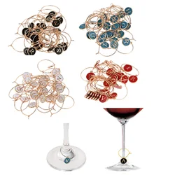 26Pcs Alphabet Letters Wine Glass Marker Drinking Glass Identification Tag Cup Label Decorations for Bar Party Wedding Supplies
