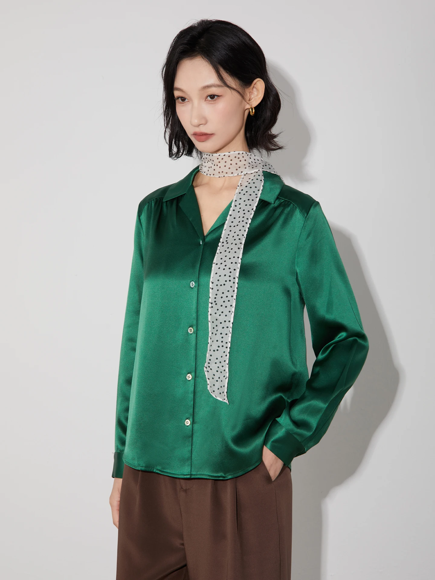 

Шелковая блузка Qingan Home из тяжелого шелка 30 момме, женская, с кубинским воротником, для повседневной носки, дышащая, с длинными рукавами, повседневная...