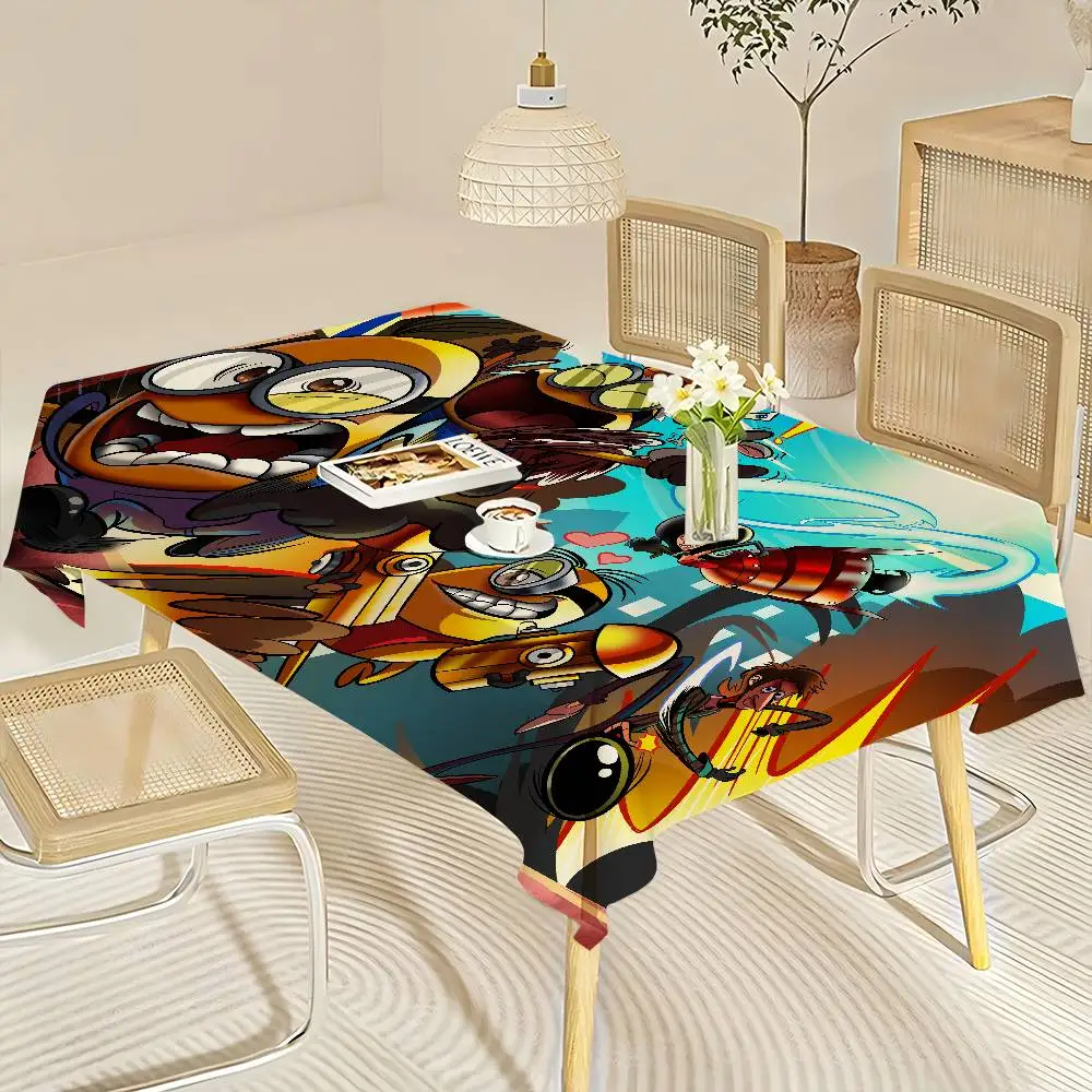 Cartoon Movie M-Minions Themed Polyester Tablecloths Cute Designs for Home Kitchens Dining Rooms Patios Tablecloth Decoration