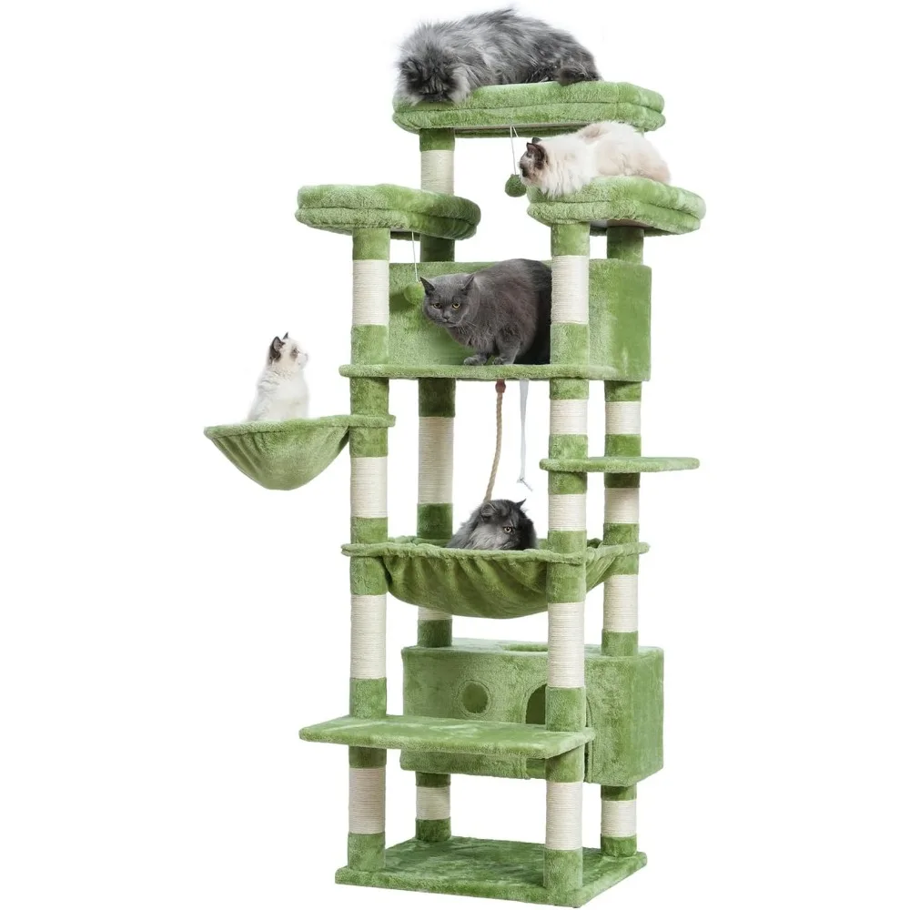 

Cat Tree for Indoor Cats Large Adult, 74" Cat Tower with 3 Big Platforms, 2 Baskets, 2 Condos, Multi-Level Cat Scratching Posts,