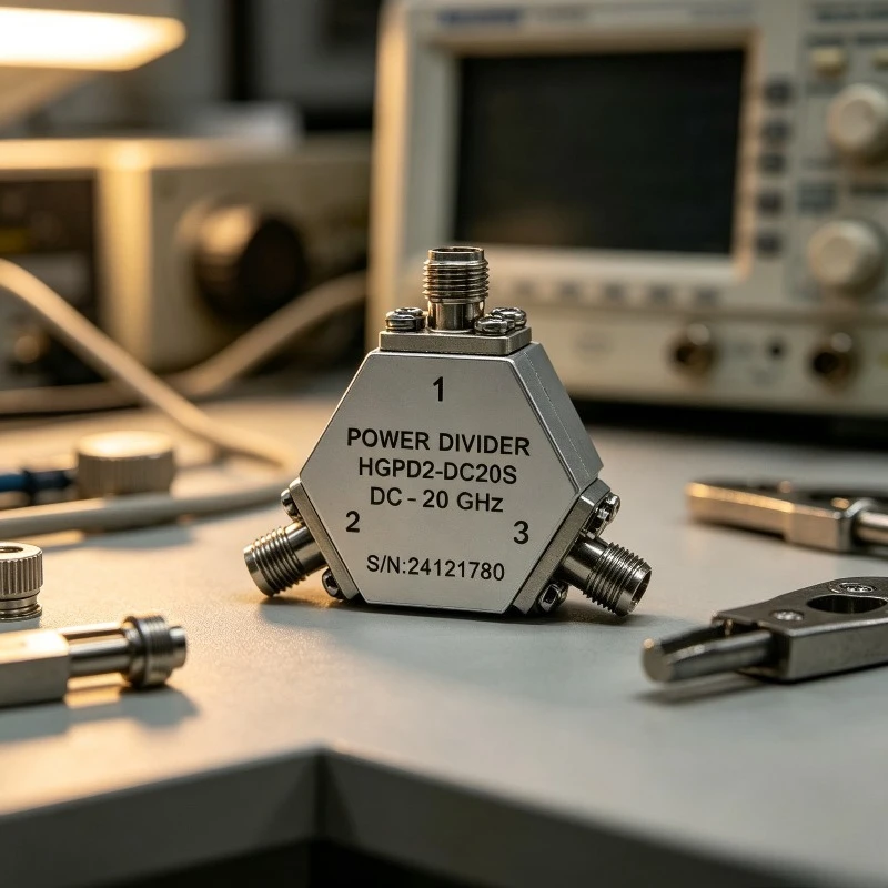 High Precision Industrial DC-20GHz SMA Stainless Steel 1-to-2 Low Insertion Loss RF Power Splitter 1W