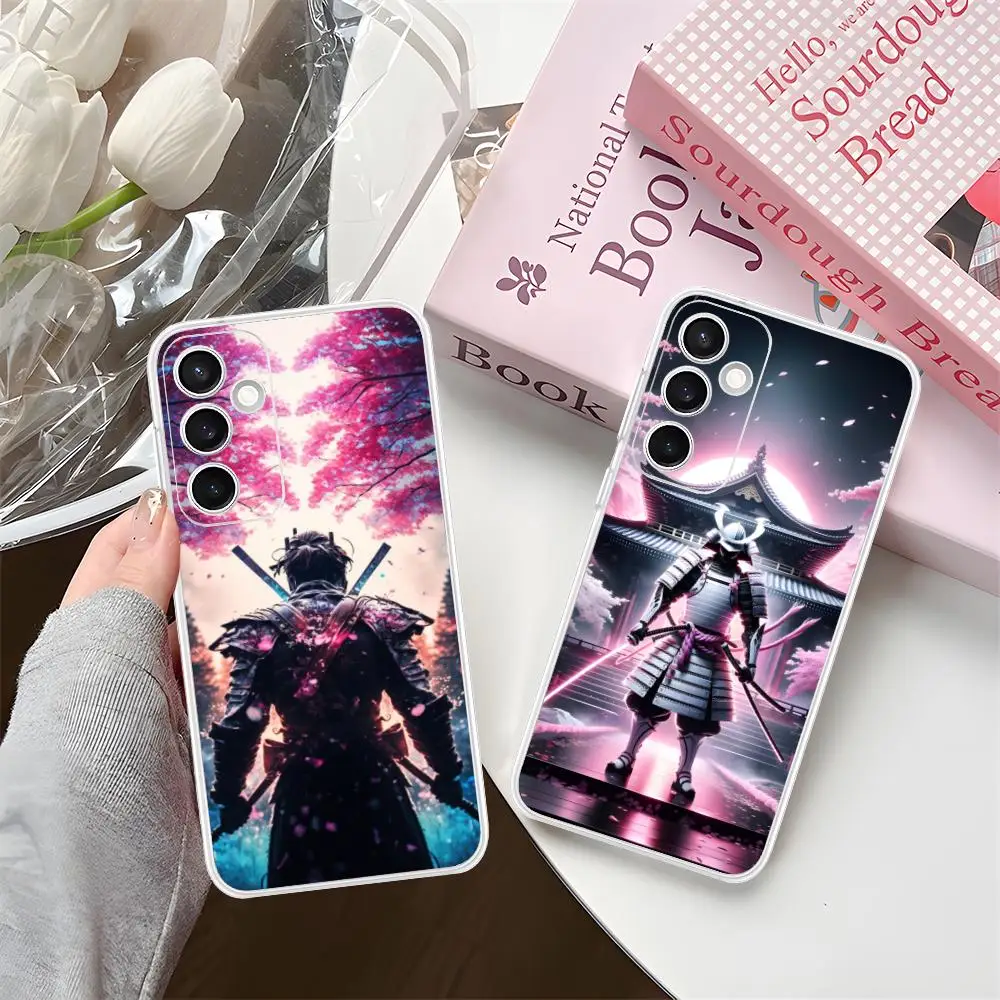 Bushido Sakura Samurai Phone Case for Samsung Galaxy S25 S24 S23 S22 S21Plus FE Ultra Soft TPU Clear Shockproof Cover