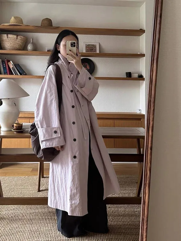 

Смачное свободное длинное пальто Briti размера очень большого размера, женское осеннее утягивающее пальто из полиэфирного волокна, длинный воротник све