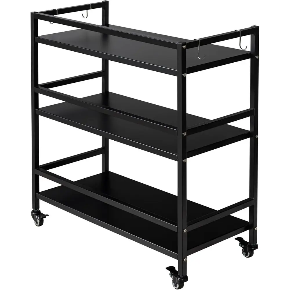 Schwarzes 3-stöckiges stehendes Metallregal für die Aufbewahrung und Organisation in der Garage