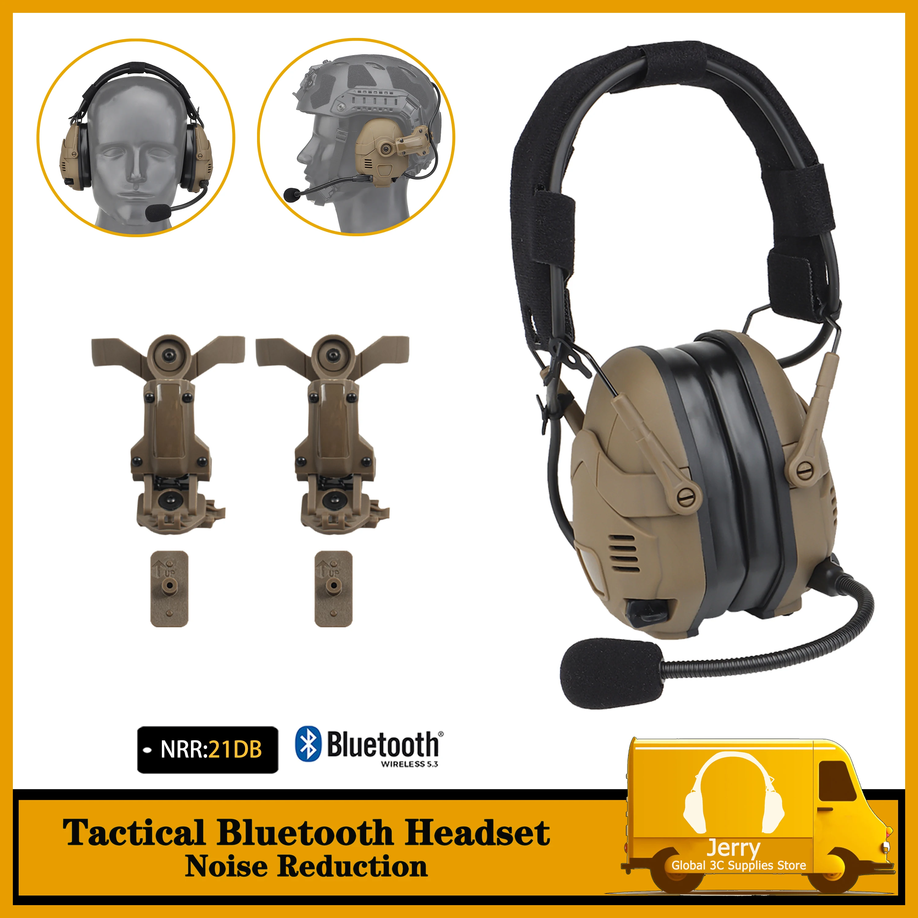 Helmet&Wearable Dual Purpose Tactical Bluetooth Headset/hunting Shooting sports Electronic Noise Reduction&Sound Pickup Earmuffs