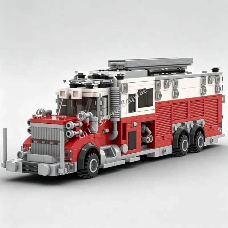 713PCS Rescue Tanker Fire Truck Emergency Vehicle Building Blocks Model Custom Puzzle DIY Assembly Toy Collection Display Gifts