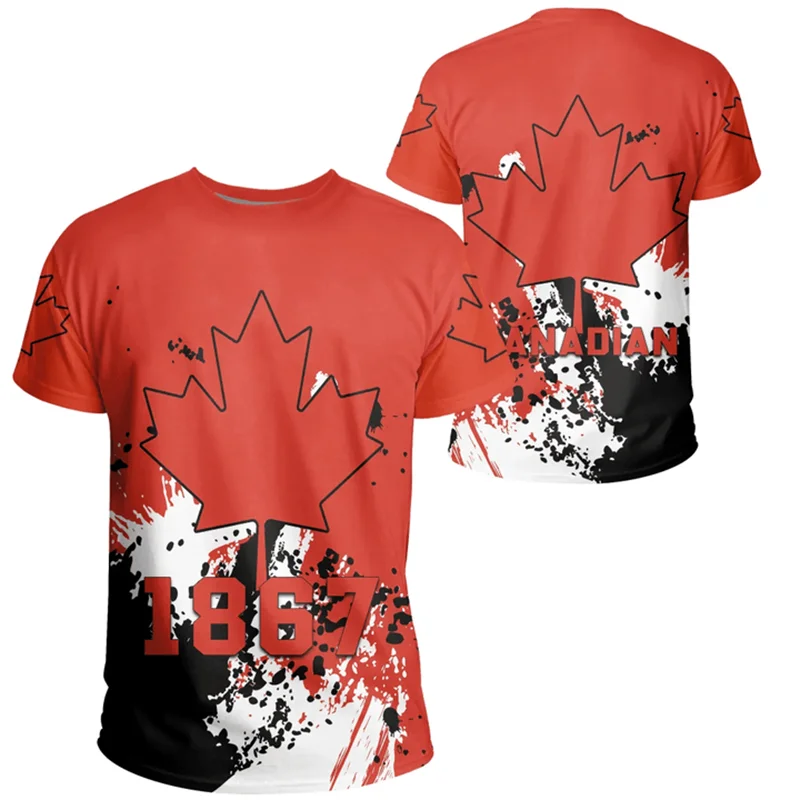 Canada Day T-shirt Canadian Flag Emblem Maple Leaf 3D Printed Streetwear Men Women Fashion Oversized T Shirts Tees Tops Clothing