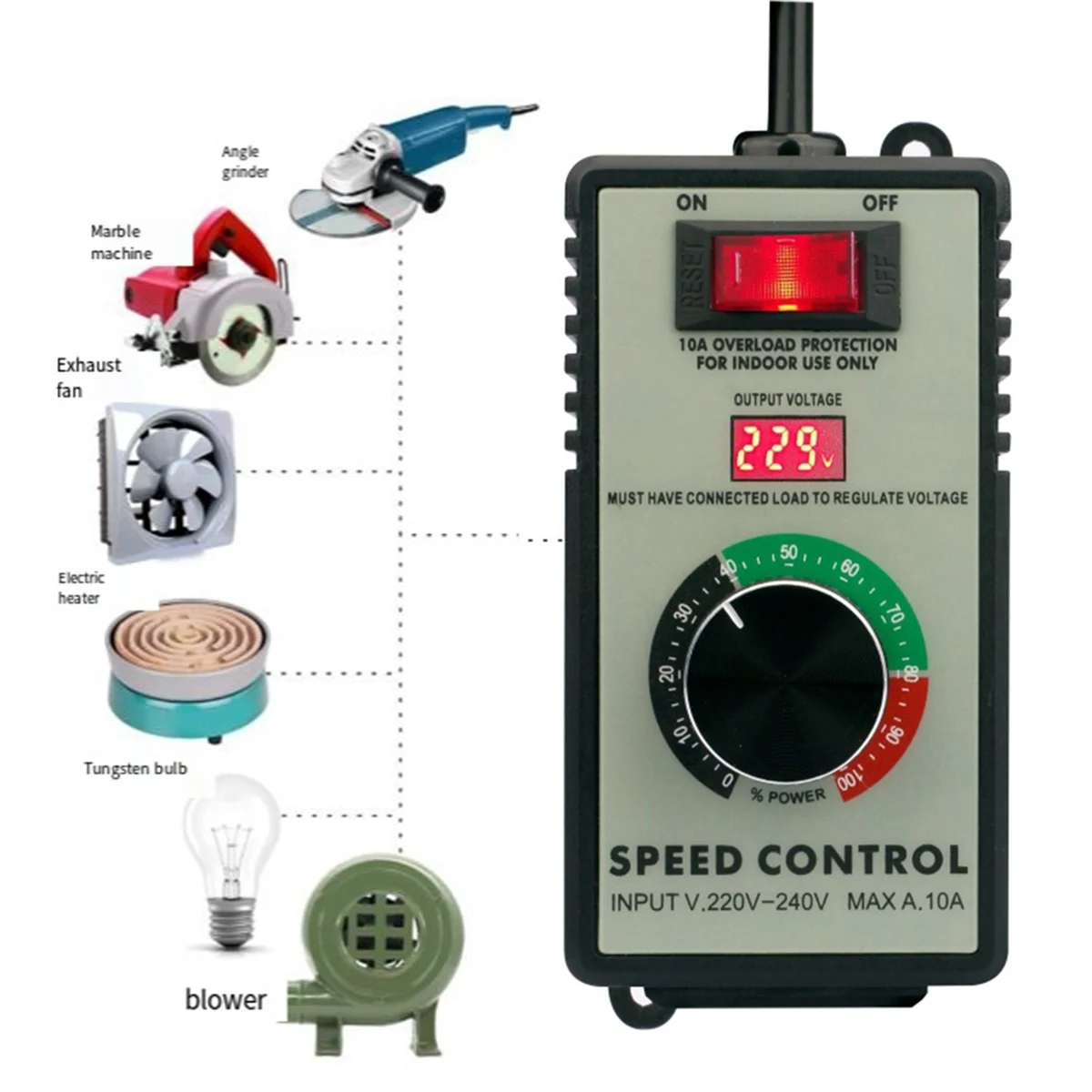 AT77 Angle Grinder Governor Speed Controller Switch AC220V-250V 4000W Maximum Power Hand Power Tool EU Plug