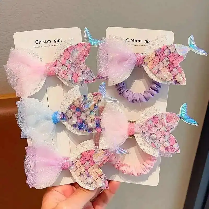 

1 Piece New Colorful Mermaid Tail Girls Cute Elastic Hair Bands Kids Princess Hair Accessories Children Hair Ties Baby Headwear