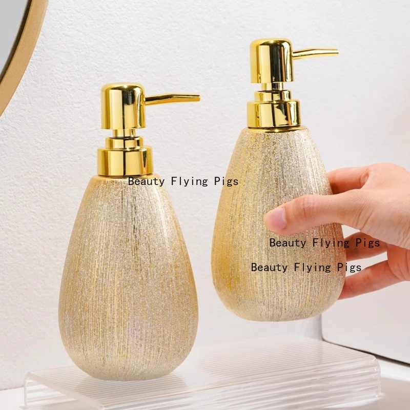 Gold Wire Drawing Lotion Bottle Liquid Distribution Bottle Kitchen Hand Sanitizer Bottle Bathroom Accessories Plastic Pump Head