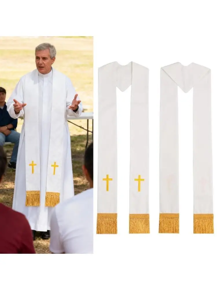 

R1WE Министр-палантин с вышивкой и скрещенными кистями, шаль для пасторов и священников