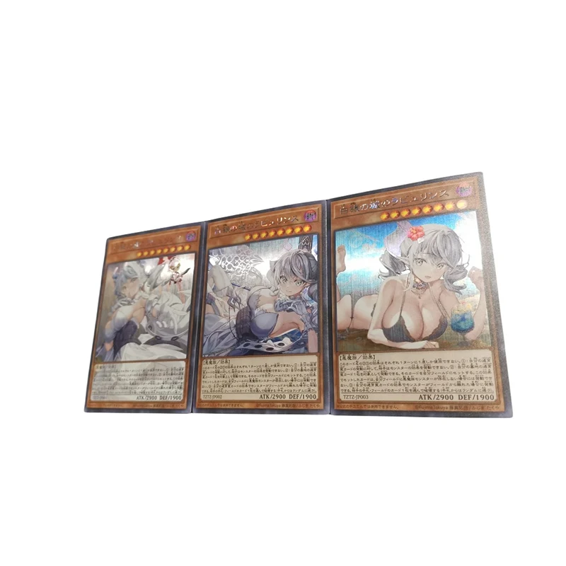 3Pcs/set Diy Homemade Yu-Gi-Oh! Lady Labrynth of The Silver Castle Anime Character Bronzing Collection Flash Card Cartoon Toy