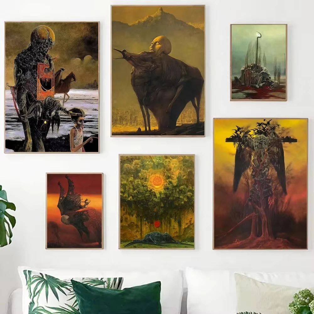 Zdzislaw Beksinski ملصق فني كلاسيكي خمر الملصقات خمر غرفة المنزل بار مقهى ديكور الشمال ديكور المنزل