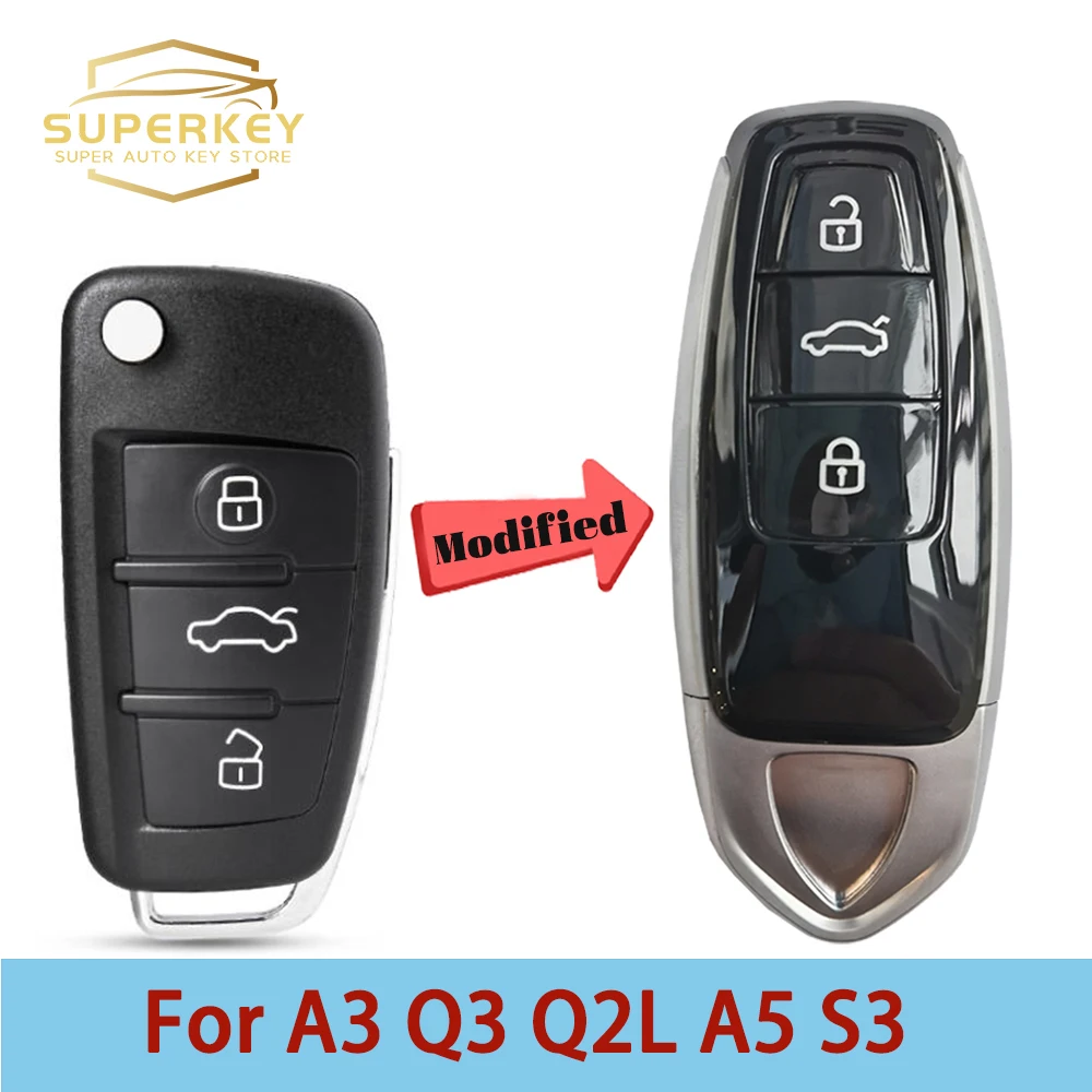 SUPERKEY Modify For Lamborghini Style Keyless Smart Car Key Shell Case For 2008 2009 2011 2013 2014 Audi A3 Q3 Q2L A5 S3