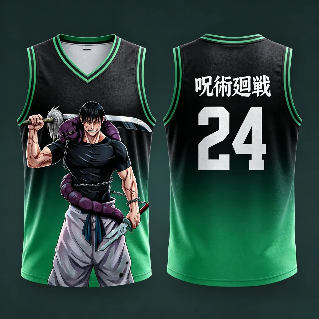 

Jujutsu Kaisen Toji Fushiguro No.24 Basketball Jersey Sleeveless Tank Top Breathable Streetwear Workout Singlet Unisex T-shirt