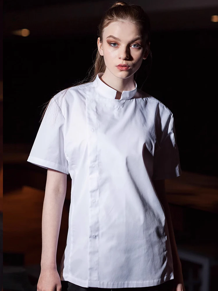 Zomer Koksjas Restaurant Keuken Chef Werkuniform Ober Werkshirt Koken Kostuum Kapper Catering Bakkerij Werkkleding