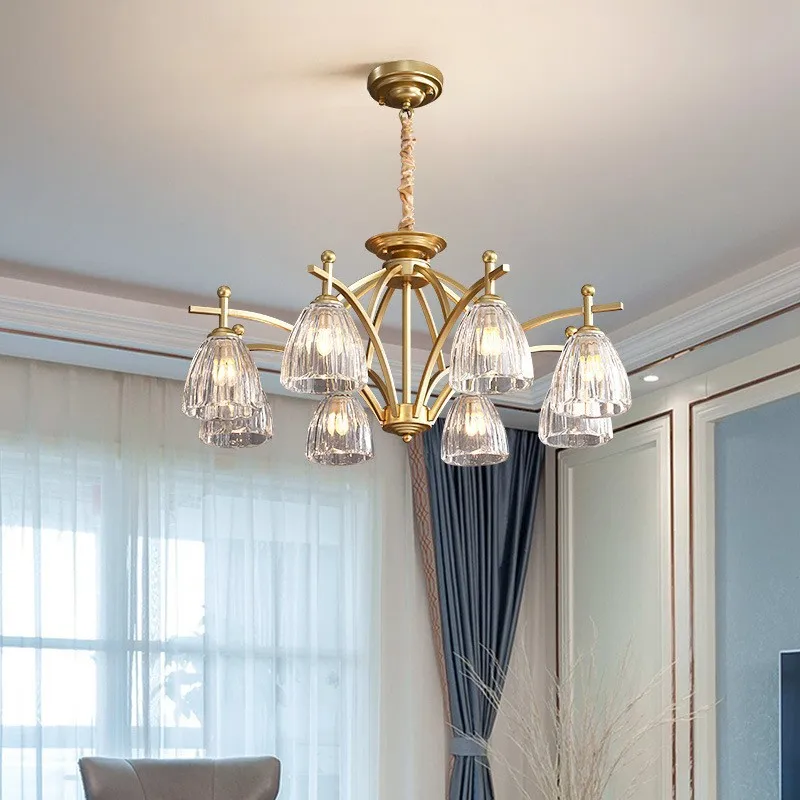 

American-style LED Glass Chandelier for Bedrooms Studies Dining Rooms Villas Corridors Staircases Wall Lamp Indoor Home Decor