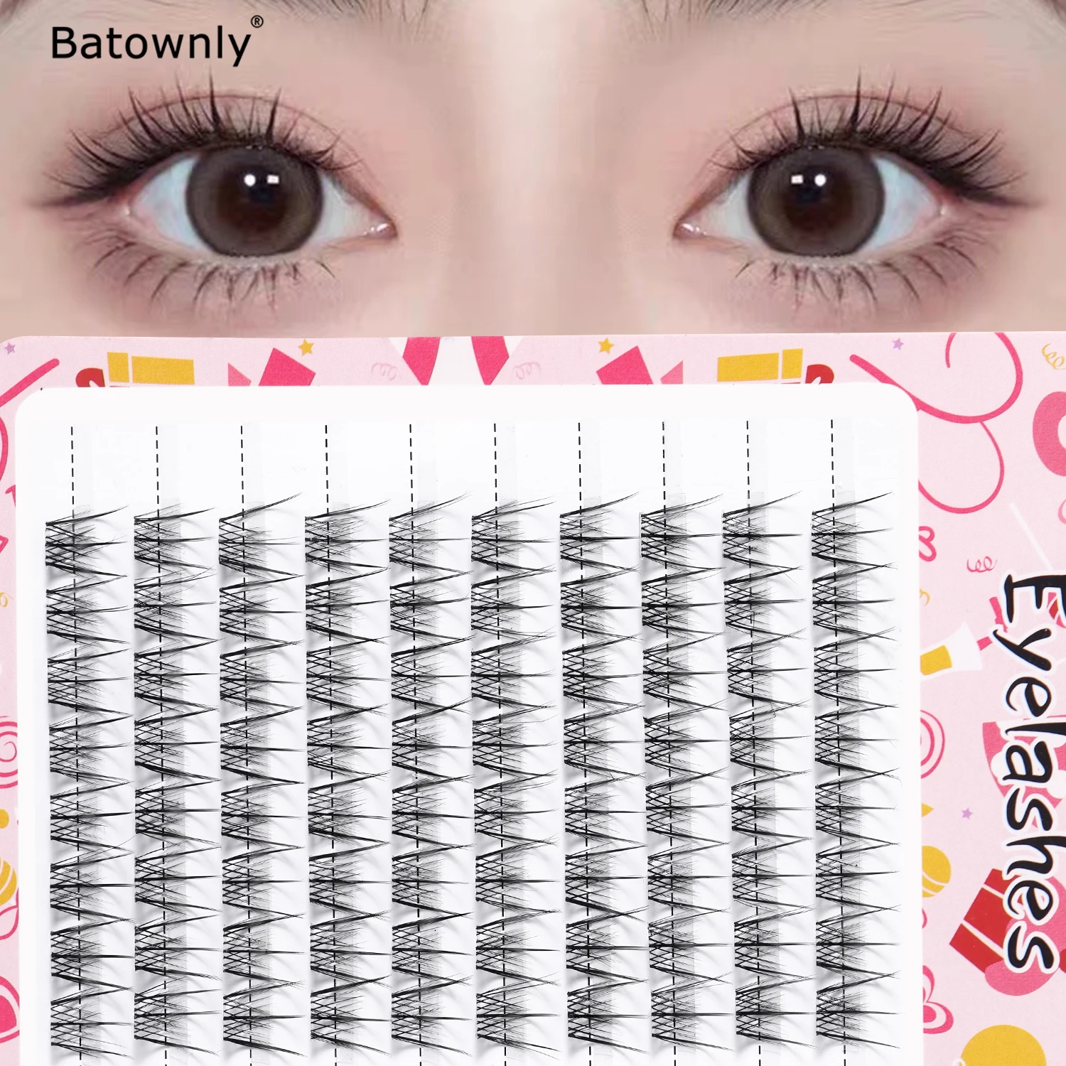80 Clusters of Natural Eyelashes, a Lazy Person's Three-Step Guide, Lively and Cute, Ultra-Natural Single Cluster Lashes, Photogenic, Enlarges the Eyes, DIY Self-Grafting Eyelashes, Beginner-Friendly, Suitable for Dail