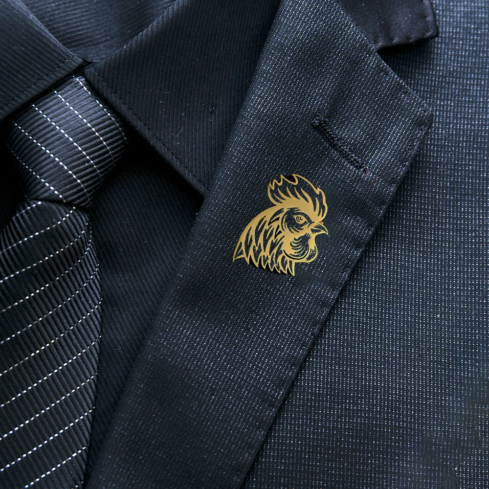 Creative animal rooster head stainless steel brooch, fashionable suit lapel pin, clothing and bag badge, a gift for friends.