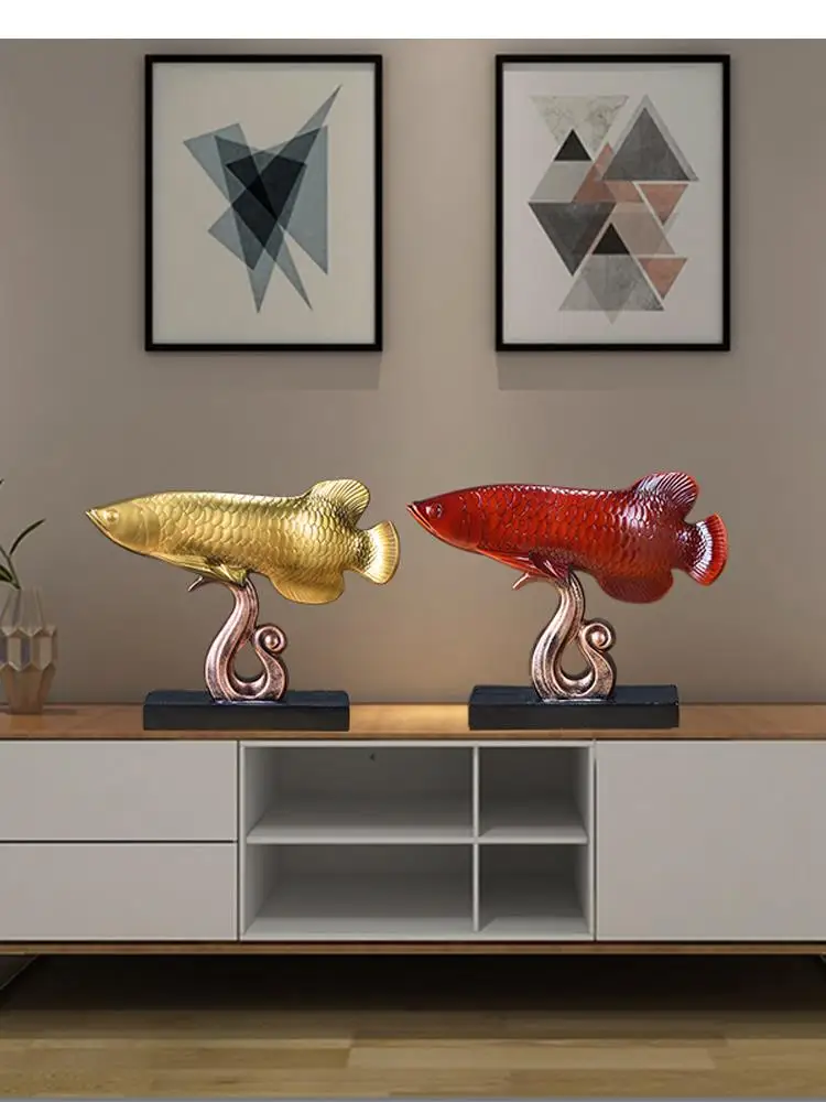 

Смола Золотая рыба Имитация животного Статуя Арована Современное украшение дома Мебель для рукоделия Богатство Аксессуары ручной работы