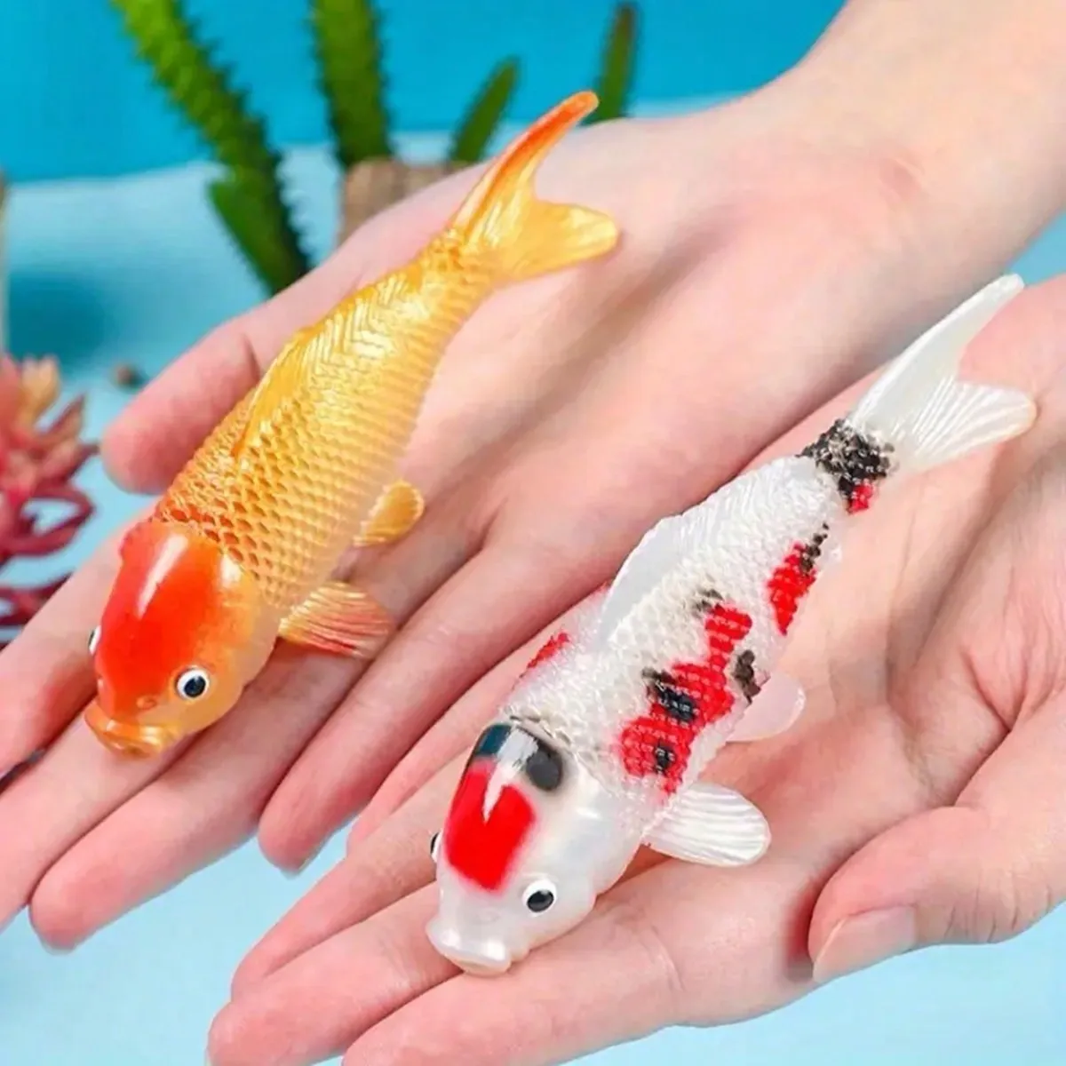Pez Koi Artificial colorido para acuarios, diseño realista en rojo, dorado, amarillo y blanco, mejora la estética del paisaje acuático, 2 uds.