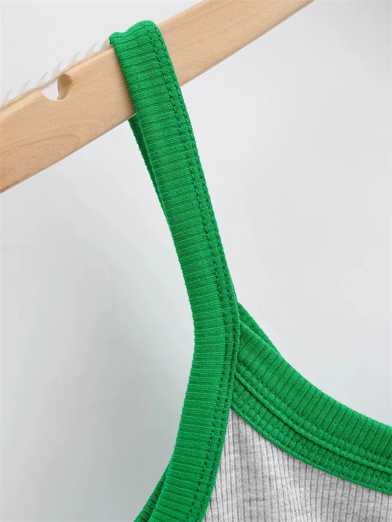 섹시한 슬리밍 크로스 숄더 베스트 하이웨이스트 유니크 컬러 블록 이너웨어 스트리트 스타일 숏 기장 바디콘 탑