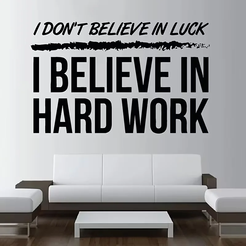 Autocollant mural « Travail dur » – Citation de fitness pour chambre, salle de sport, entraînement, motivation, musculation – Logo inspirant