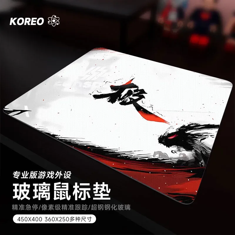 Japanese Anime Dragon Chinese GlassGamingMousePadSmoothFrostedSurfaceDeskMatTemperedUpgradeFPSOfficeMousepadEsport