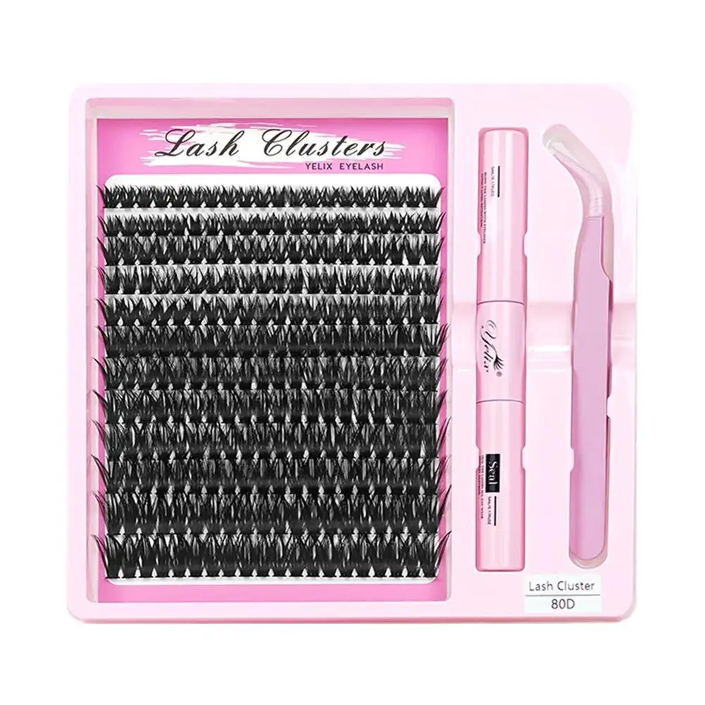 DIY False Eyelashes Clusters Extensions Kit 30D 60D 80D 100D Mix Lash Clusters With Glue Tweezers Makeup Tool