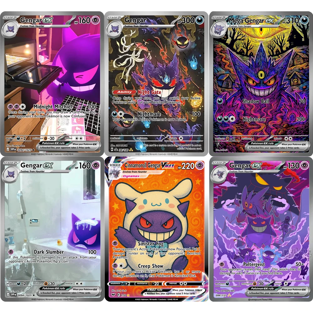 Tarjeta Coleccionable PTCG DIY de GENGAR, Tarjeta Individual Hecha a Mano, Juego Clásico, Tarjeta de Anime, Regalo, Juguete