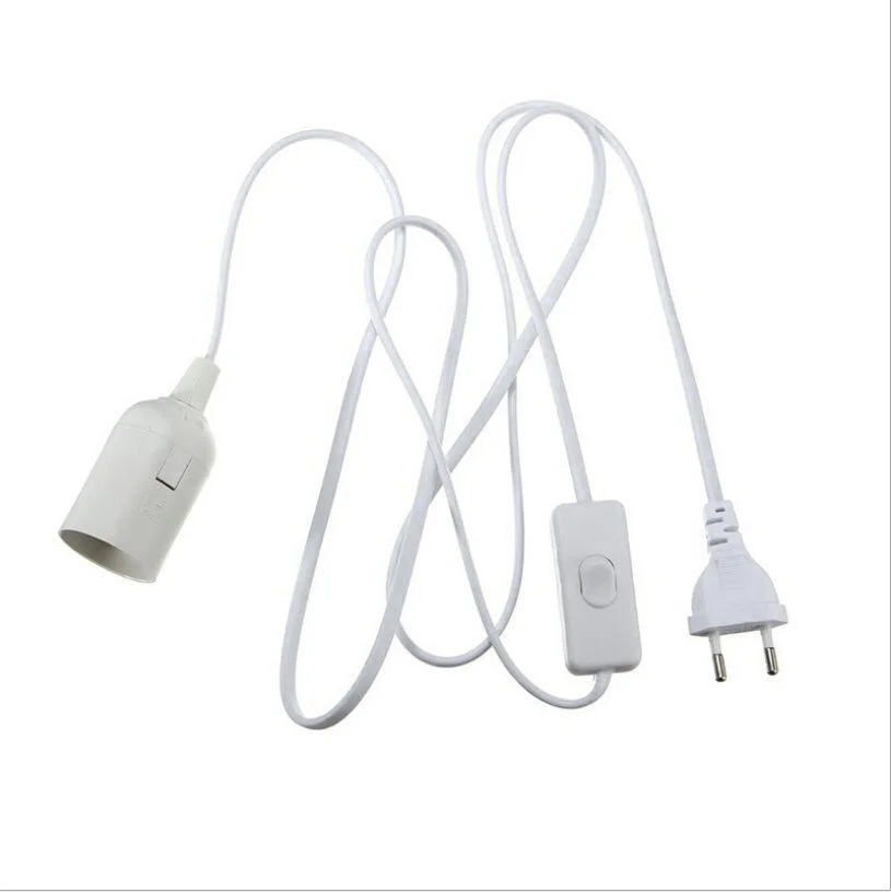 قاعدة مصابيح حامل مع مفتاح تشغيل/إيقاف كابلات سلك الطاقة معلقة قلادة LED تركيب المصابيح المصباح الكهربي المقبس الحبل الاتحاد الأوروبي/الولايات المتحدة التوصيل E27