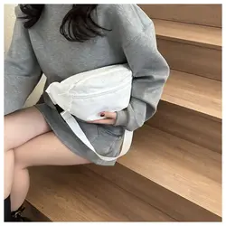 Corduroy Women Cute Waist Bag Canvas Student Shoulder Crossbody Chest Bag 2024 Fanny Pack Fashion Phone Banana Bum Belt Bags