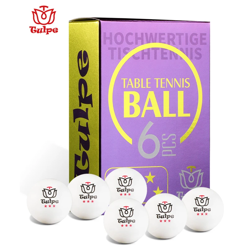 

Мячи для настольного тенниса TULPE 3 Star (6 штук), 3-звездочные, из нового материала ABS 40+, высококачественные, прочные, для соревнований
