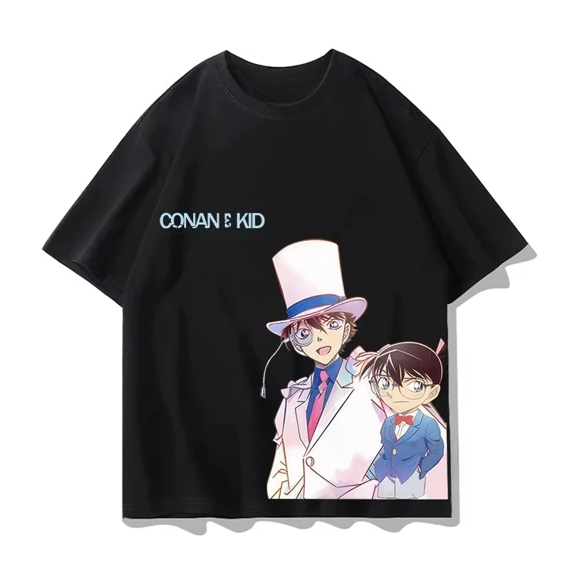 명탐정 코난 콜라보 캐주얼 반팔 티셔츠 남성 코난 몬스터 도둑 키드 애니메이션 남녀 스트리트웨어