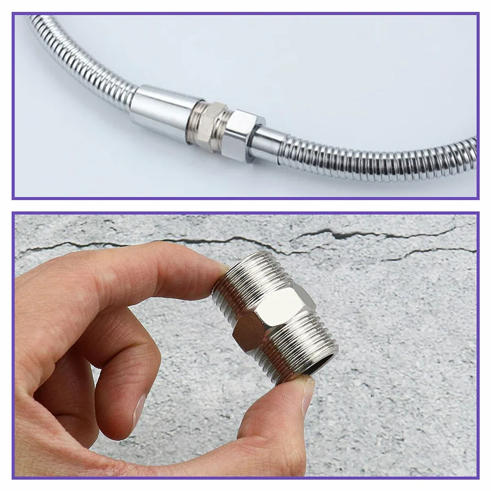 1/2inch To 1/2inch Shower Hose Extension Male Thread Hex Nipple Union 304 Stainless Pipe Fitting Connector Coupler Water Oil Air